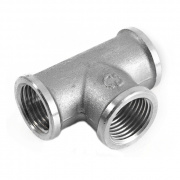 Тройник латунный резьбовой равнопроходный STOUT (ВР) - 1/4" (никелированный)