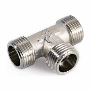 Тройник латунный резьбовой равнопроходный STOUT (НР) - 3/4"  (никелированный)