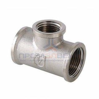 Тройник переходной резьбовой VALTEC VTr.750 - 1" x 1/2" x 1" (ВР/ВР/ВР, латунь никелированная)