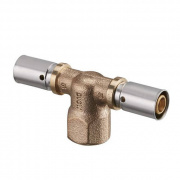 Тройник с переходом на внутреннюю резьбу Oventrop Cofit P - 63x6.0 x 1" (прессовой, латунь)