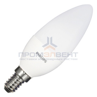 Лампа светодиодная свеча Philips LEDCandle 5,5W (50W) 840 470lm E14 230V B38 FR белый свет