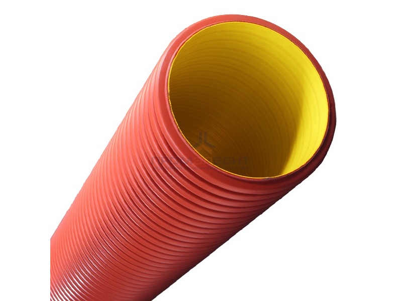 Труба жесткая двустенная для кабельной канализации DKC, (8кПа) д200мм, цвет красный [уп.6м]